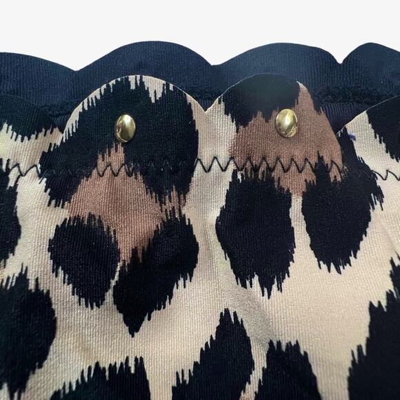 Kate Spade Crystal Cove Leopard Print Bikini Swim Bottom XL Studded Scallop Edge - Picture 4 of 9